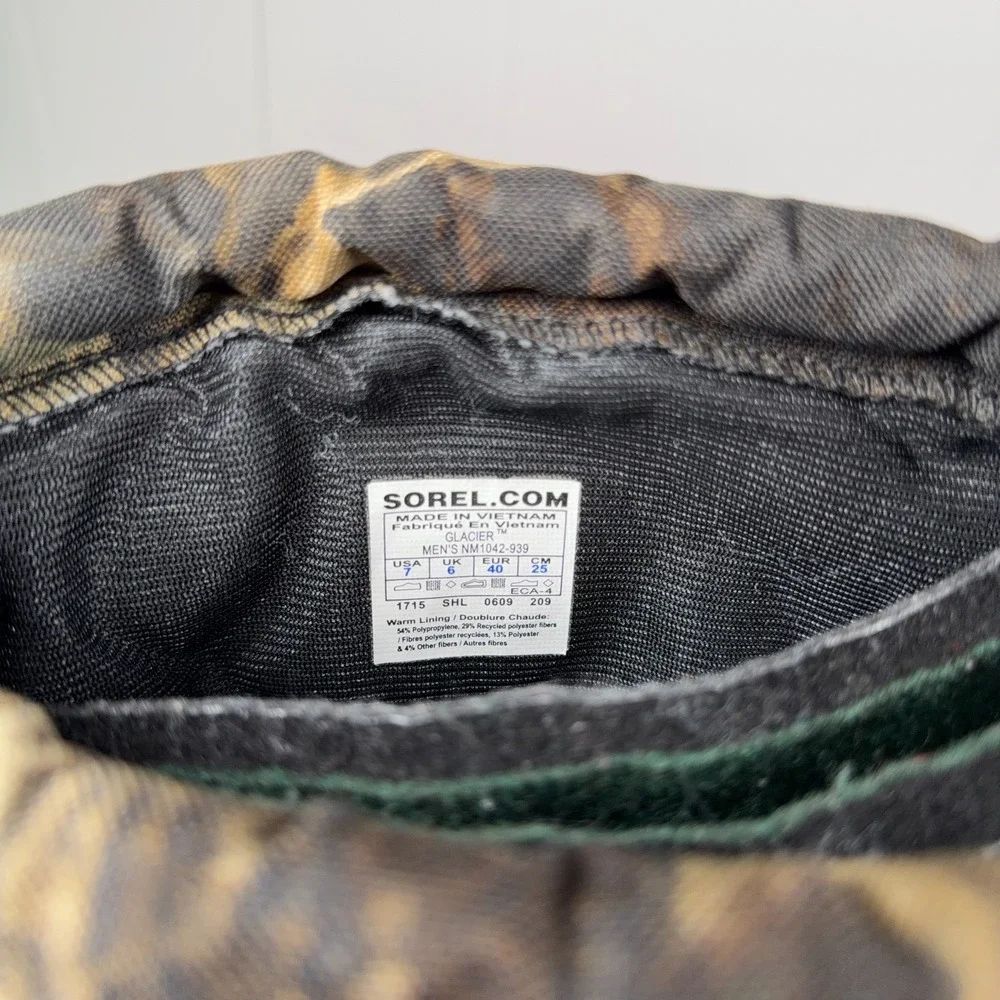 Sorel Boots Mens 7 Camo Kaufman Glacier Felt Insulated‎ Waterproof Winter Snow